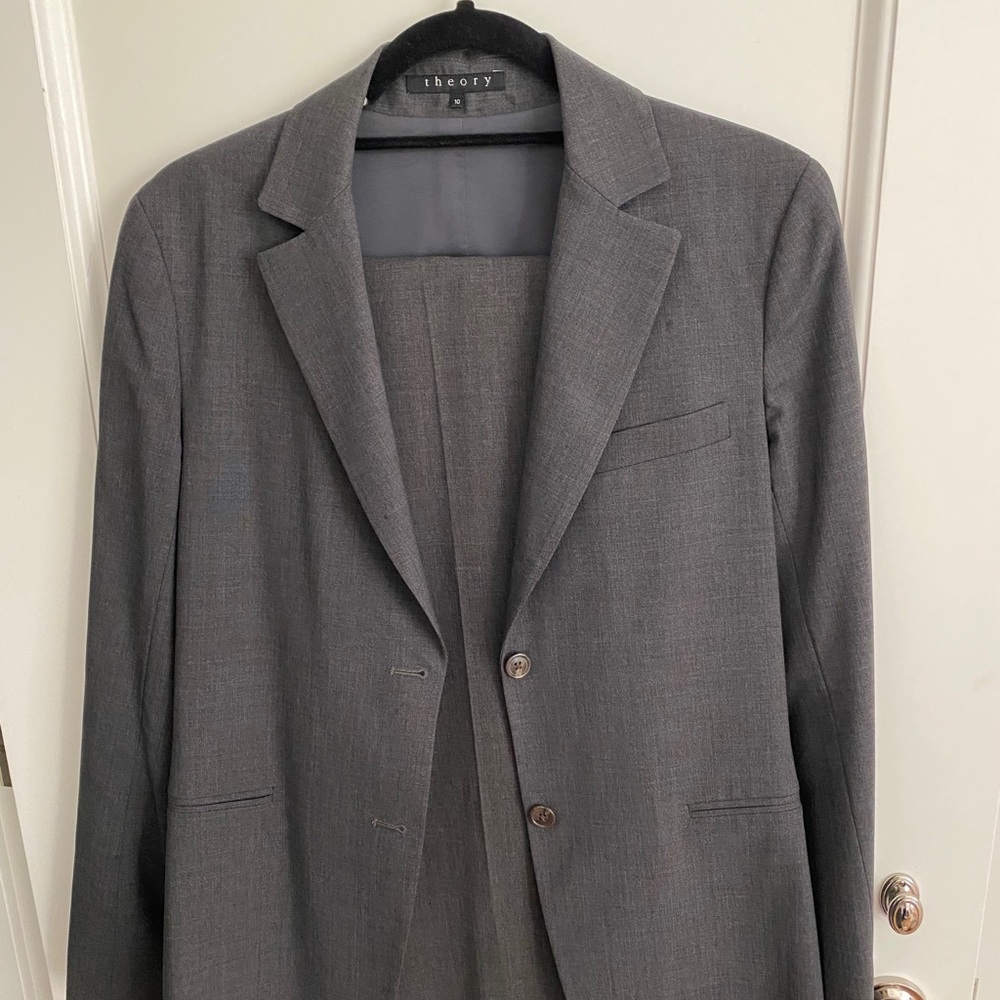 Theory Gray Suit Jacket and Pants